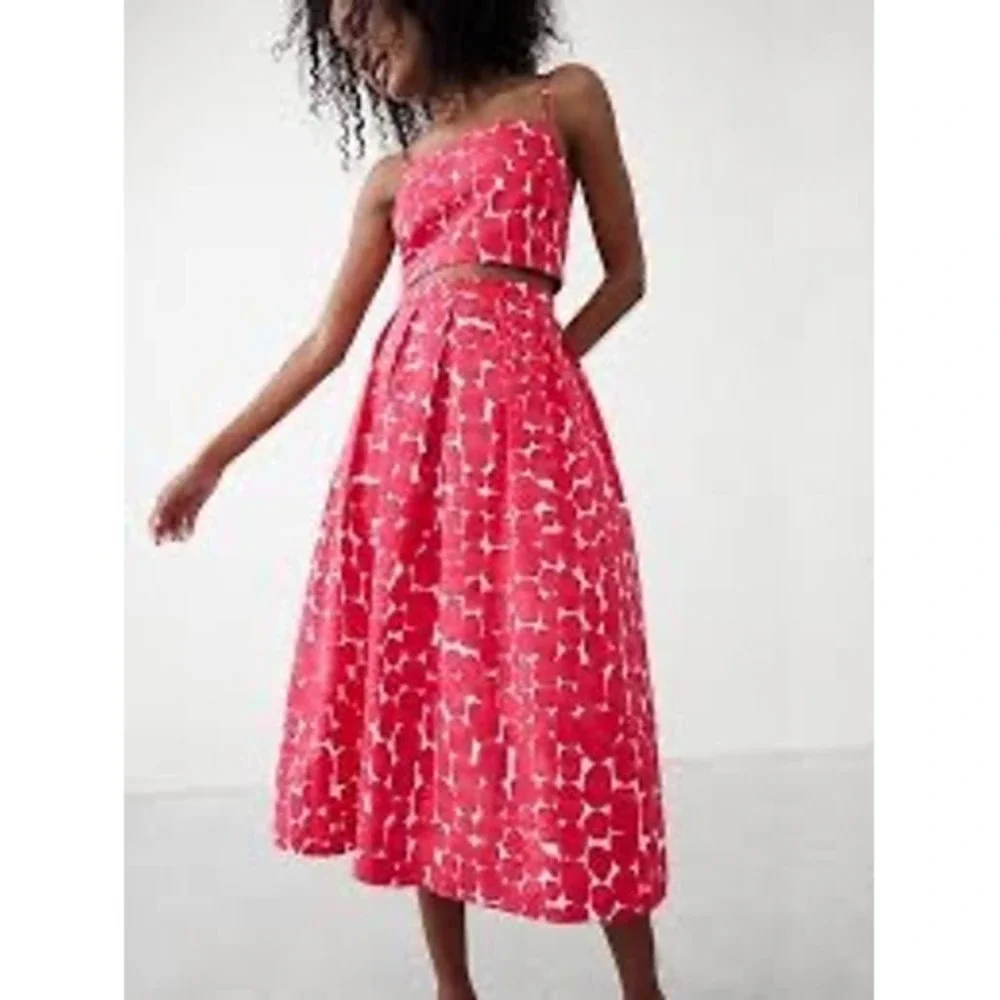 Banana Republic Red White Polka Dot 2 Piece Set Skirt Small Crop Top Medium NWT